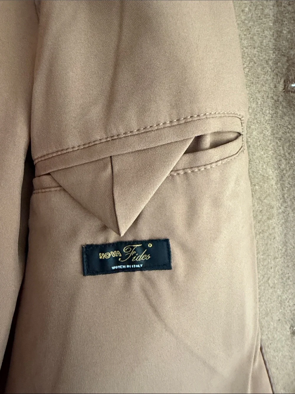 GAP Men's Camel Wool-Blend Pea Coat - Picture 3 of 6